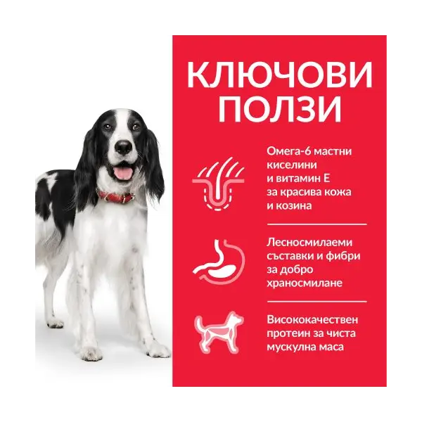 Hill's Science Plan Canine Adult Medium Chicken - Пълноценна суха за кучета от средните породи с пилешко - 2,5 кг.