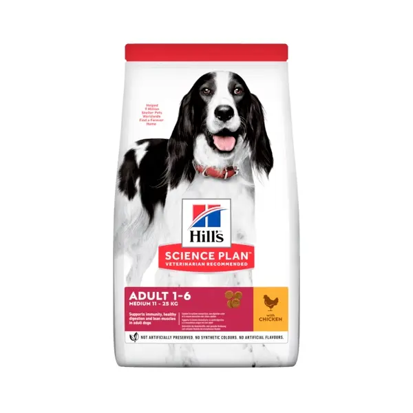 Hill's Science Plan Canine Adult Medium Chicken - кучета от средните породи с пиле - 14 кг