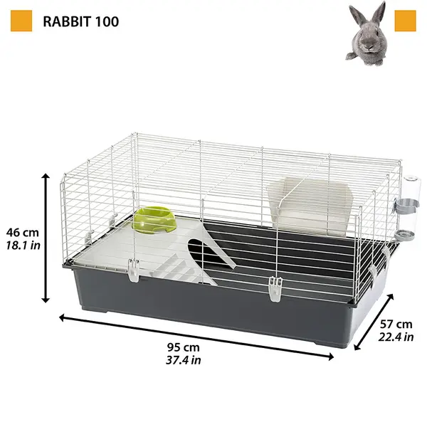 Ferplast  Rabbit 100 - Оборудвана клетка за зайци и морски свинчета,  95х57х46 см
