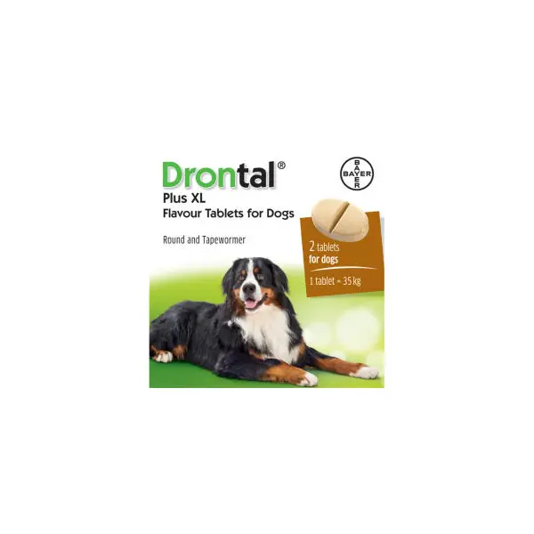 Drontal Plus XL 35 кг. -  за вътрешно обезпаразитяване за кучета - кутия с 2 таблетки