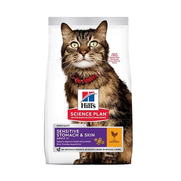 Hill's Science Plan Feline Adult Sensitive Stomach & Skin - за котки с чувствителни стомах и кожа - 7 кг