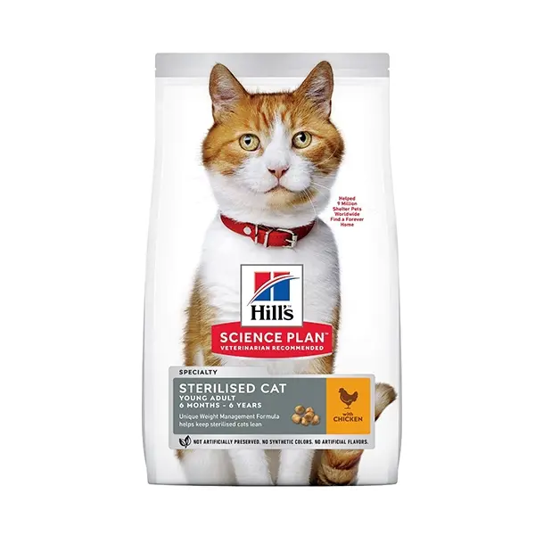 Hill's Science Plan Feline Young Adult Sterilised Chicken - храна за кастрирани котки с пиле - 10 kg