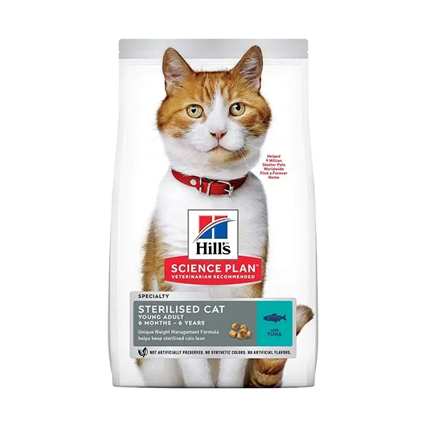 Hill's Science Plan Feline Young Adult Sterilised Tuna - храна за кастрирани котки с риба тон - 1,5 kg