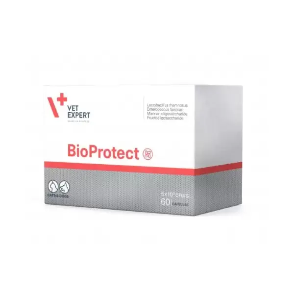 Vetexpert BioProtect - хранителна добавка за кучета и котки със смущения в микрофлората на храносмилателния тракт - 60 капсули