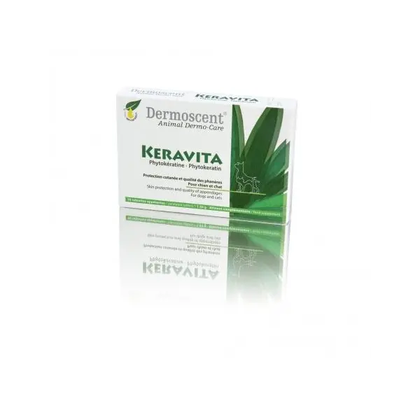 Dermoscent Keravita - Хранителна добавка за защита на кожата и подхранване на козината и ноктите - 30 таблетки