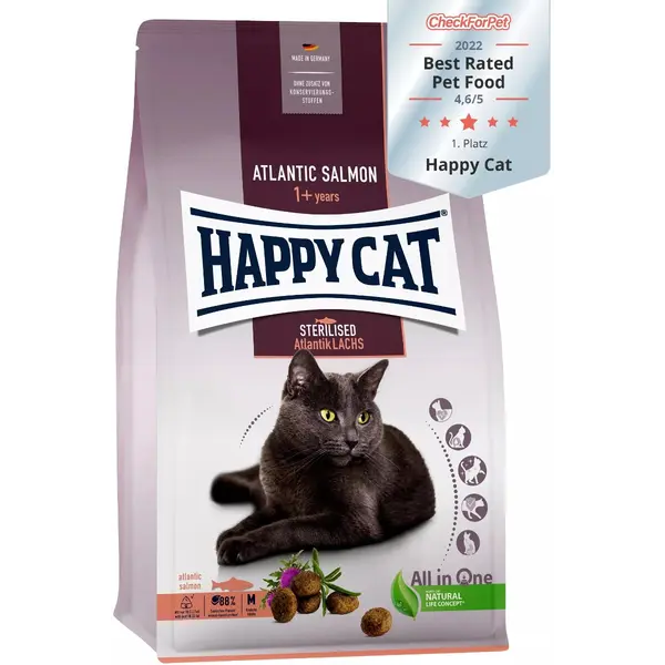 Happy Cat Sterilised Adult Atlantic Salmon - суха храна за кастрирани котки със сьомга