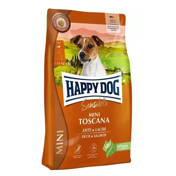 Happy Dog Sensible Mini Toscana - пълноценна суха храна  за чувствителни кучета от дребни породи
