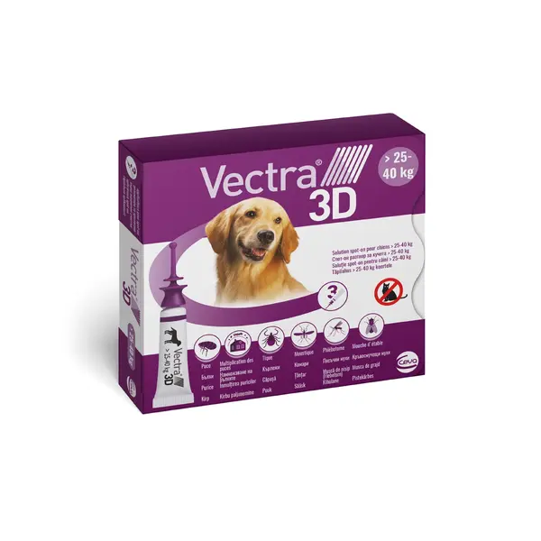 Ceva Vectra 3D - спот он форма за външно обезпаразитяване на кучета от 10 кг до 25 кг