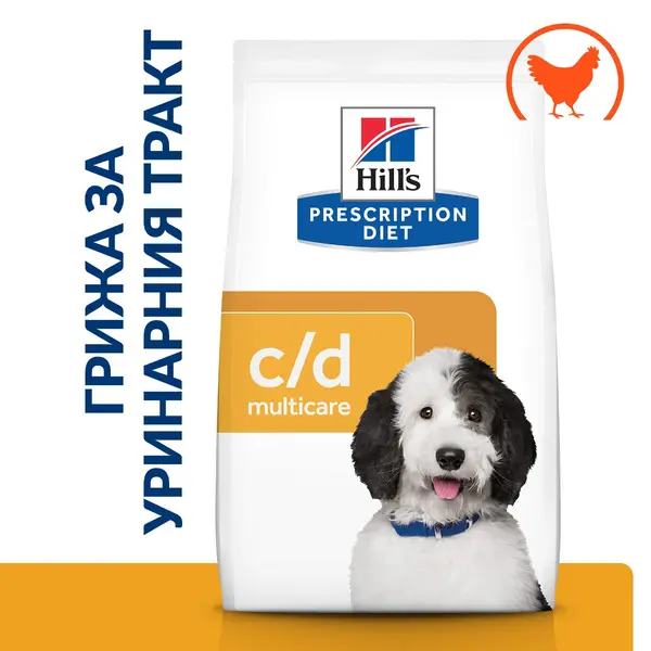 Hill's PRESCRIPTION DIET c/d Multicare Urinary Care - лечебна суха храна за кучета с уринарни проблеми, с пилешко - 10+2 кг.
