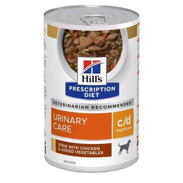 Hill's PRESCRIPTION DIET c/d Multicare Urinary Care Stew- лечебна мокра храна за кучета с уринарни проблеми, консерва задушено пилешко със зеленчуци - 354 гр.