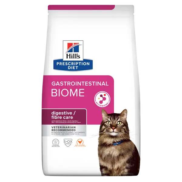 Hill's PRESCRIPTION DIET Gastrointestinal Biome - лечебна суха храна за котки с храносмилателни разстройства, запек, колит, с пилешко