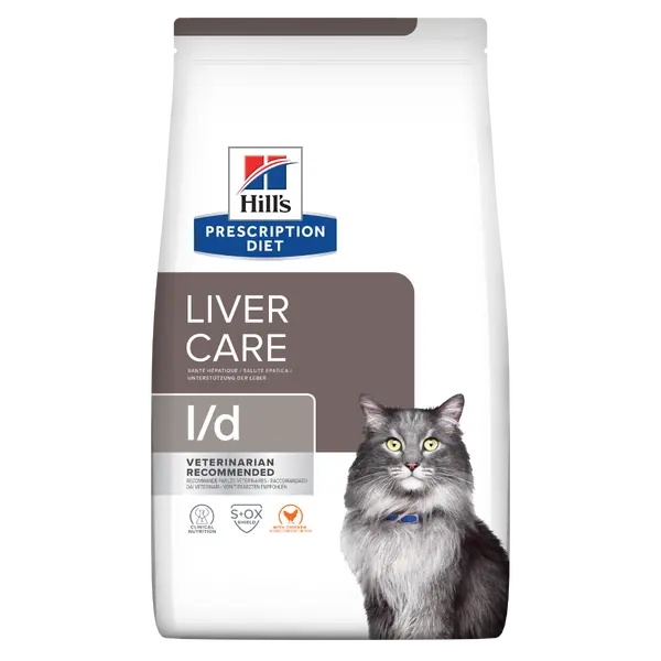 Hill's PRESCRIPTION DIET l/d Liver Care - лечебна суха храна за котки с чернодробни проблеми, с пилешко - 1.5 кг