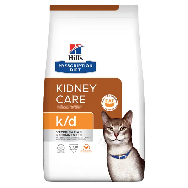 Hill's PRESCRIPTION DIET k/d Kidney Care - лечебна суха храна за котки с бъбречна недостатъчност, с пилешко