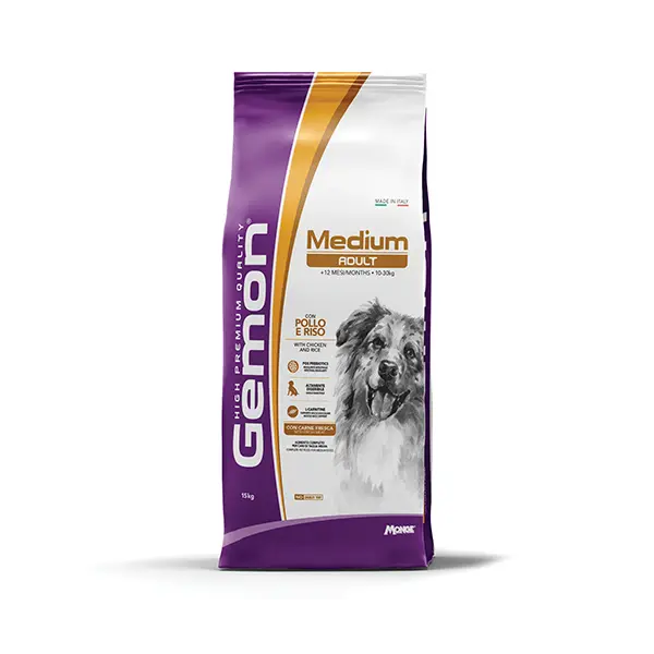 Gemon Medium Adult Chicken - Пълноценна суха храна за кучета от средните породи над 1 година с пиле - 15 кг.