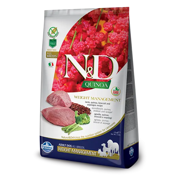 N&D Quinoa Weight Management Lamb, Broccoli  Medium & Maxi - суха храна за кучета в зряла възраст с киноа и агне