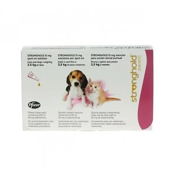 Stronghold 15mg spot on /обезпаразитяващи пипети за кучета и котки под 2,5кг/- 3 бр