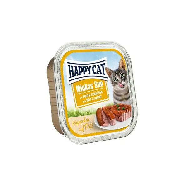 Happy Cat Duo Minkas Duo Beef & Rabbit - Вкусни хапки в желе върху пастет с говеждо и заешко 0.100гр.