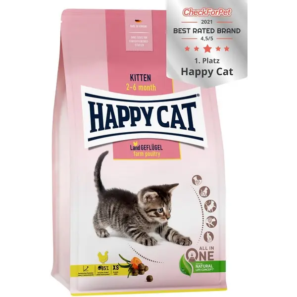 Happy Cat Young Kitten Farm Poultry - суха храна за подрастващи котки