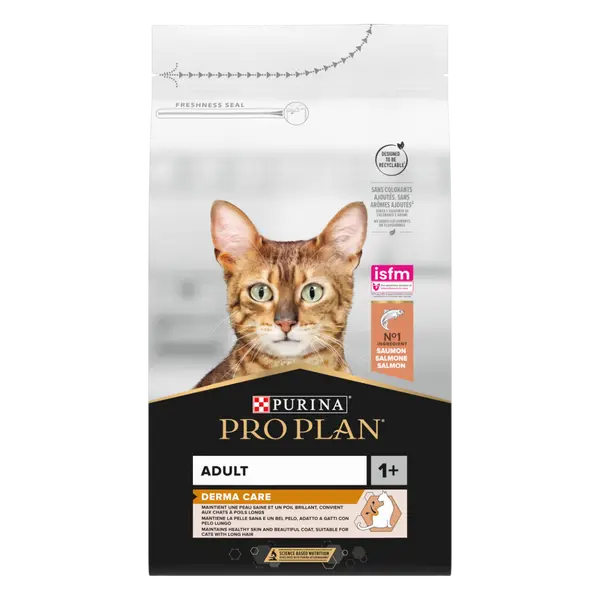 Pro Plan DERMA CARE Salmon - суха храна за котки в зряла възраст с чувствителна козина - със сьомга