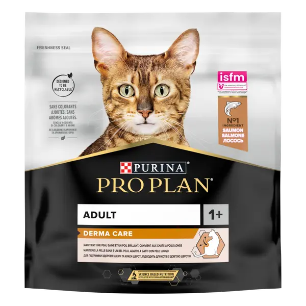 Pro Plan DERMA CARE Salmon - суха храна за котки в зряла възраст с чувствителна козина - със сьомга