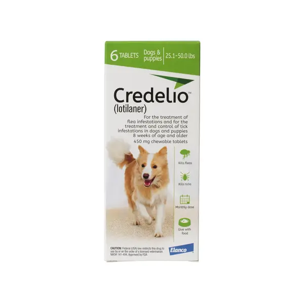 Elanco Credelio 450 mg - дъвчащи овкусени таблетки за кучета от 11 до 22 кг - кутия с 3 броя