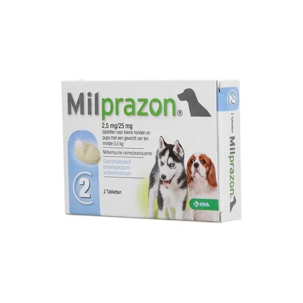Milprazon / милпразон / 12.5mg - за  вътрешно обезпаразитяване на кучета с тегло най-малко 5 кг - кутия с 2 таблетки