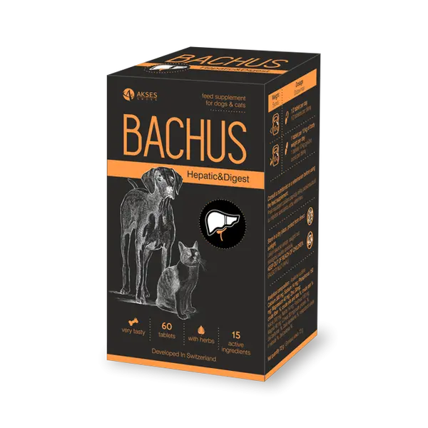 Bachus Hepatic & Digest 60 таб. -  поддържа нормалната функция на черния дроб, подпомага увредения черен дроб, за кучета и котки