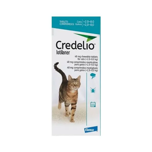 Credelio 48мг -  овкусени таблетки за външно обезпаразитяване на котки от 2 до 8 кг - кутия с 3 таблетки