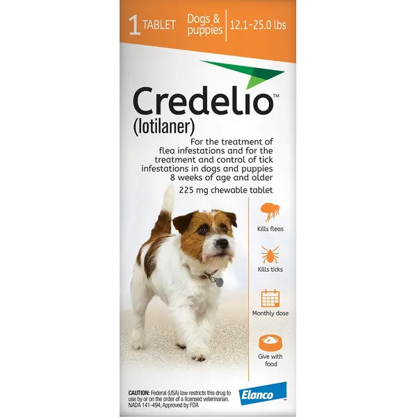 Elanco Credelio 225 mg - дъвчащи овкусени таблетки за кучета от 5,5 до 11 кг - кутия с 3 броя