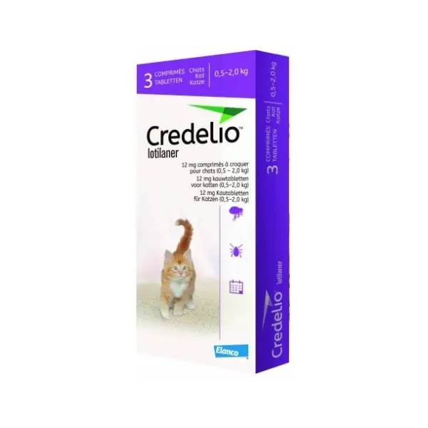 Credelio 12 мг - овкусени таблетки за външно обезпаразитяване на котки от 0,5 до 2 кг - кутия с 3 таблетки