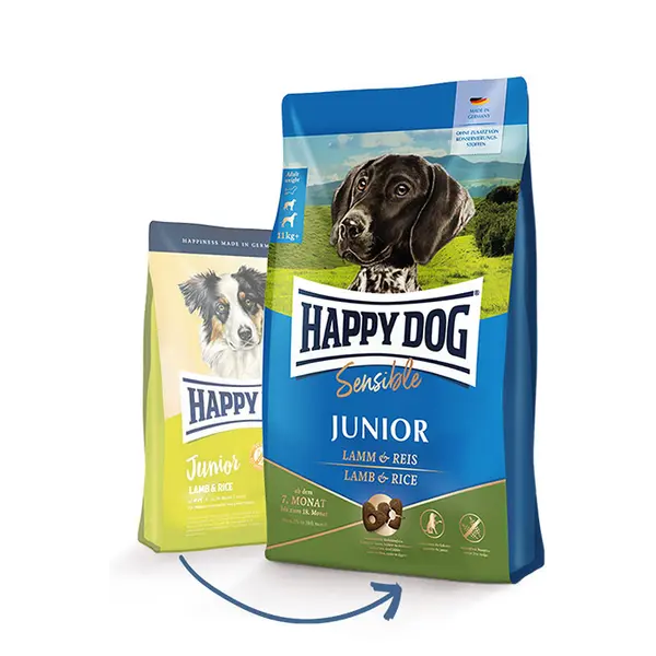Happy Dog Junior Lamb&Rice суха храна за подрастващи кучета едри породи