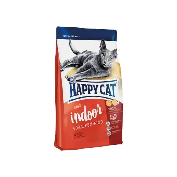 Happy Cat Indoor Adult Bavarian Beef- суха храна с баварско говеждо месо с вкусен кориандър и бял трън