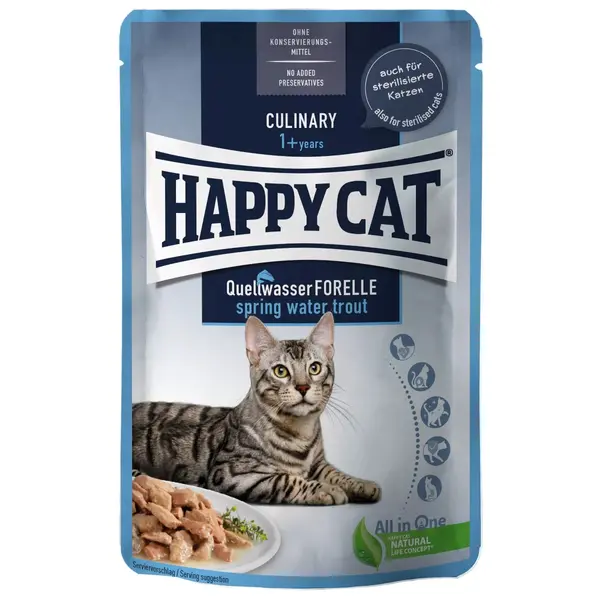 Happy Cat Pouch Culinary Spring-Water Trout - пауч за котки с пъстърва в сос