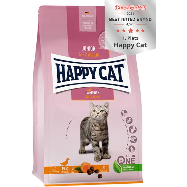 Happy Cat Young Junior Farm Duck - с патешко месо без зърнени съставки