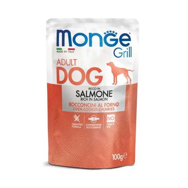 Monge Grill Dog with Salmon - Пълноценна мокра храна за кучета със сьомга - пауч 100гр