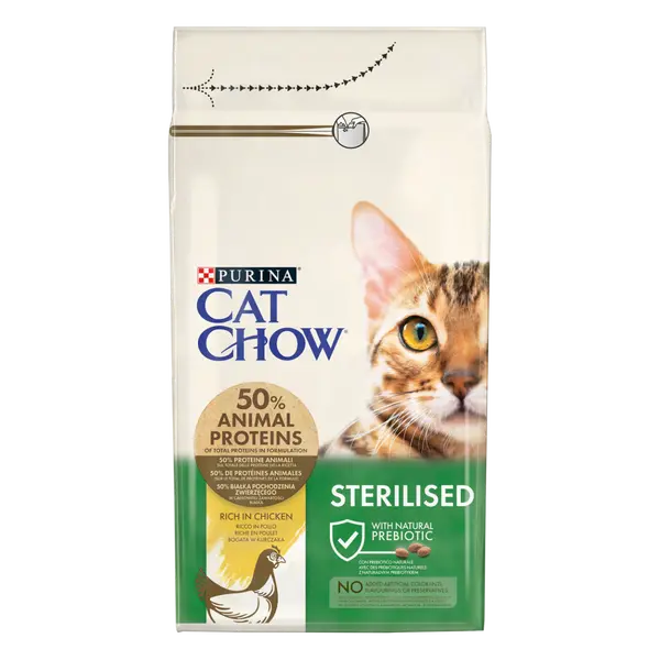 CAT CHOW Sterilised - суха храна за кастрирани котки с пиле