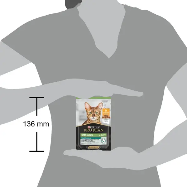 Pro Plan NUTRISAVOUR Adult Cat Sterilised Chicken 85 гр - мокра храна за кастрирани котки - пауч с пиле в сос