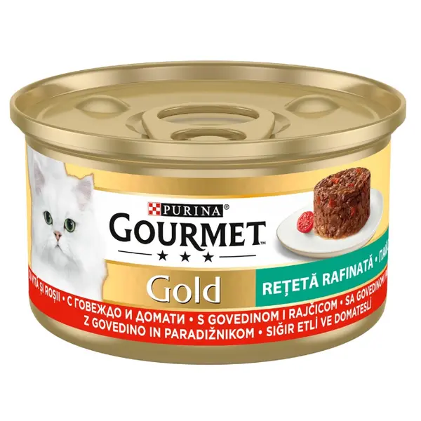 Gourmet Gold Savoury Cake - мокра храна за котки - пай с говеждо и домати 85гр