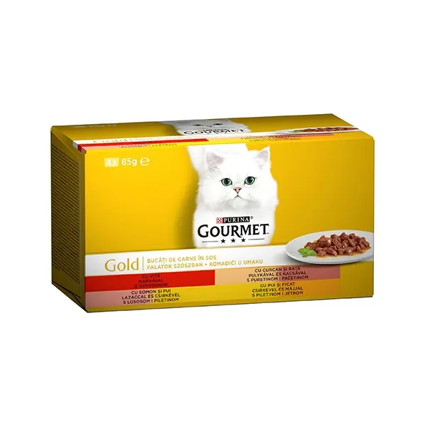Gourmet Gold Multipack  - мокра храна за котки различни вкусове месни хапки в сос 4 х 85 г