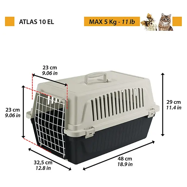 Транспортна клетка за кучета и котки Ferplast Atlas 10 El - Сива