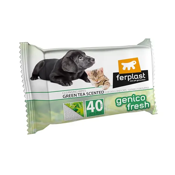 GENICO FRESH dog/cat  green tea (x 40) - почистващи кърпички за кучета и котки с аромат на зелен чай 40 бр. в пакет 30x20cm
