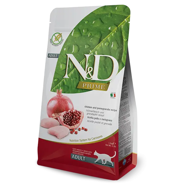 N&D PRIME Cat Chicken & Pomegranate Adult – пълноценна храна за котки над 1 година, с пиле и нар