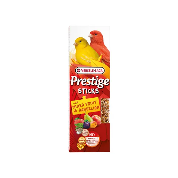 Versele-Laga Prestige Sticks Canaries with Mixed Fruit & Dandelion  2 бр х 30 гр - 2 бр. стикове за канарчета с плодове и глухарче, 60 гр