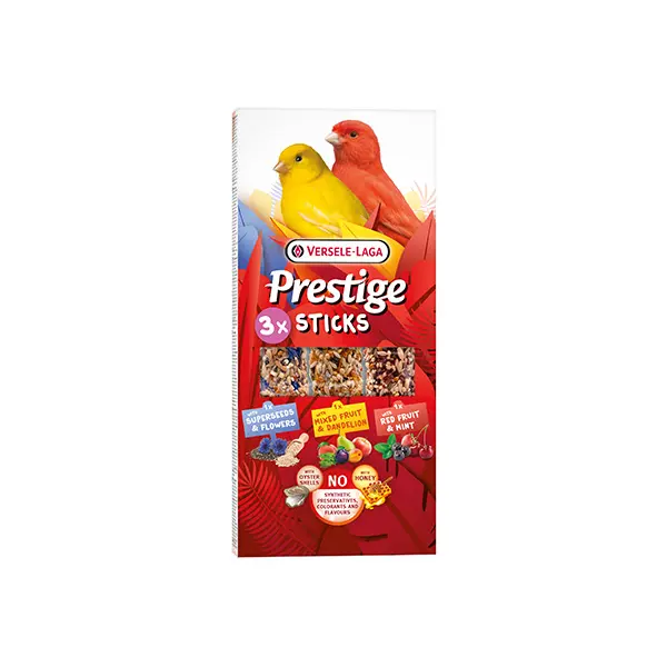 Versele-Laga Prestige Sticks Canaries Triple Variety Pack 3 бр х 30 гр - 3бр. стикове за канарчета - микс от 3 вкуса, 90 гр