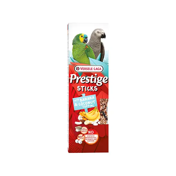 Versele-Laga Prestige Sticks Parrots Banana & Coconut topping  2 бр х 70 гр - 2бр. стикове за големи папагали с банан и кокос, 140 гр