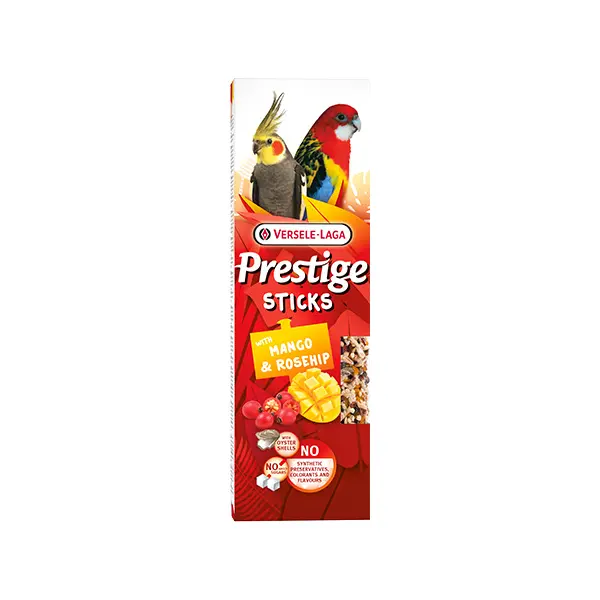 Versele-Laga Prestige Sticks Big Parakeets Mango & Rosehip 2 бр х 70 гр - 2бр. стикове за средни папагали с манго и шипки, 140 гр