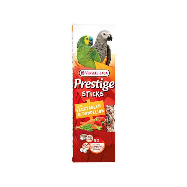 Versele-Laga Prestige Sticks Parrots Vegetables & Dandelion 2 бр х 70 гр - 2бр. стикове за големи папагали със зеленчуци и глухарче, 140 гр