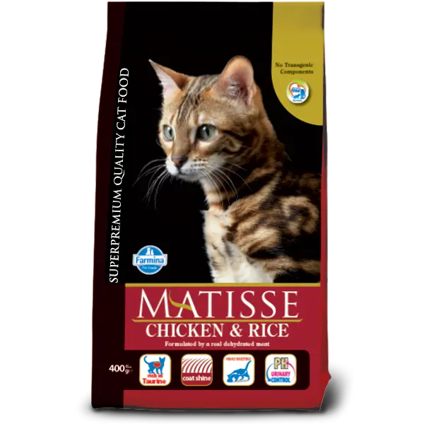 MATISSE CHICKEN & RICE 32/11 - 10 кг - Пълноценна и балансирана храна за котки над 1 година с чувствителна храносмилателна система