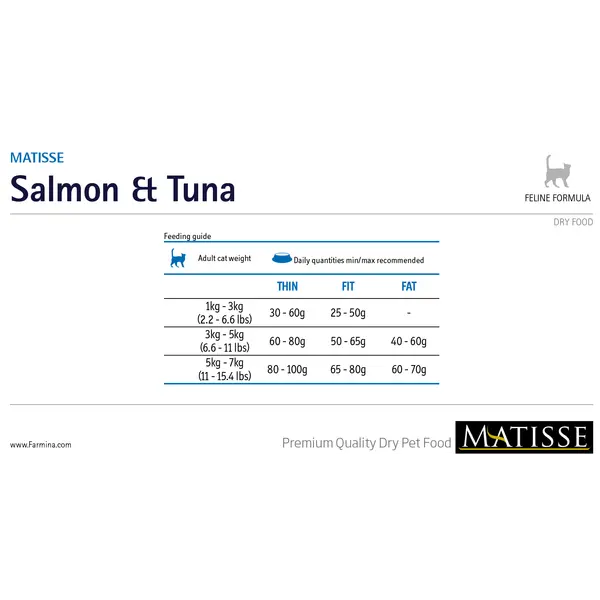 MATISSE  SALMON&TUNA 32/11 - 10 кг - Пълноценна и балансирана  храна за котки над 1 година с капризен апетит