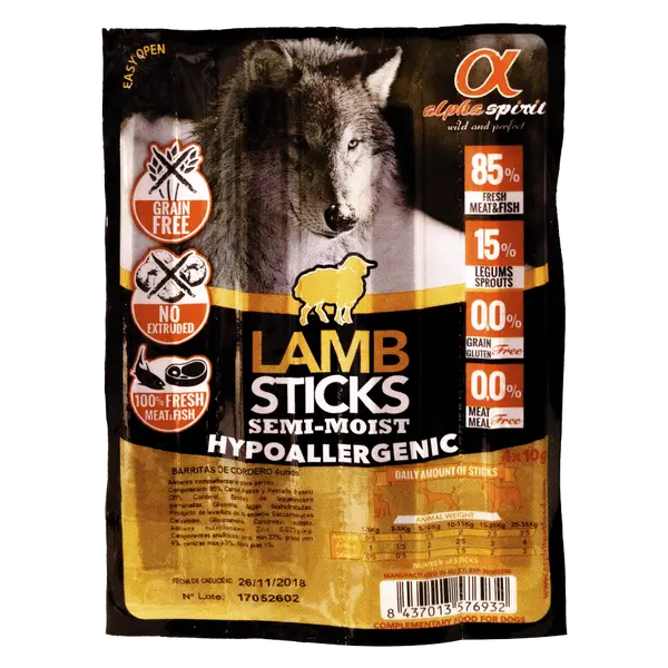 Alpha Spirit Lamb Stick 4 x 10 g - Лакомство - Закуска 4 бр. пръчици - агне